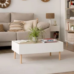 Banak Canes Table basse blanc mat et naturel duna