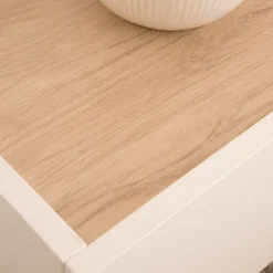 Banak Canes Table de chevet blanc mat et naturel duna