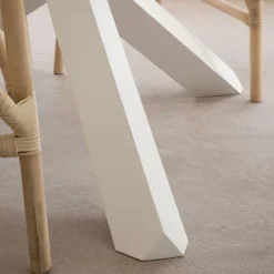 Banak Carot Table &agrave; manger en bois massif laqué blanc et verre rond de 120 cm