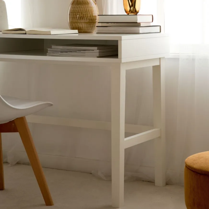 Enfant Banak Ceilan Bureau en laqué blanc avec tiroir