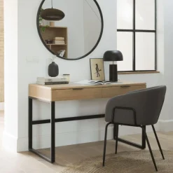 Banak Coimbra Bureau en bois et métal avec tiroirs