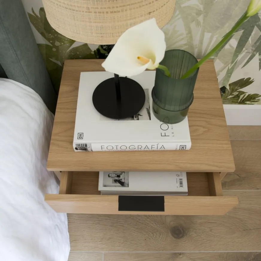 Banak Coimbra Table de chevet en bois et métal