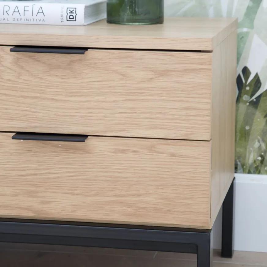 Banak Coimbra Table de chevet en bois et métal