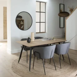 Banak Coimbra Table de salle à manger rectangulaire en bois et métal