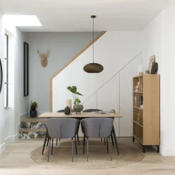 Banak Coimbra Table de salle &agrave; manger rectangulaire en bois et métal