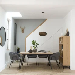 Banak Coimbra Table de salle &agrave; manger rectangulaire en bois et métal