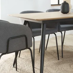 Banak Coimbra Table de salle &agrave; manger rectangulaire en bois et métal