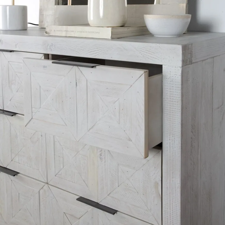 Banak Cuzco Commode en bois massif blanc wild