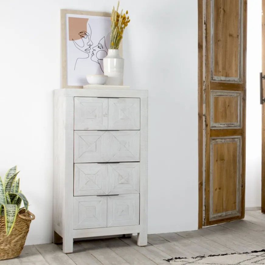Banak Cuzco Commode en bois massif blanc wild