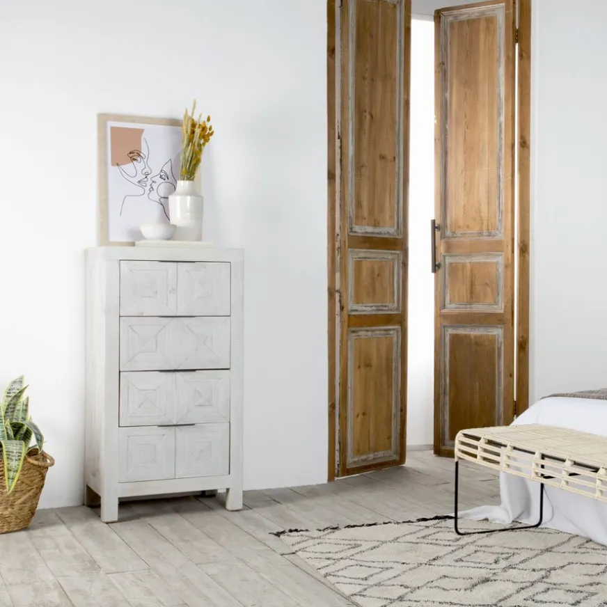 Banak Cuzco Commode en bois massif blanc wild