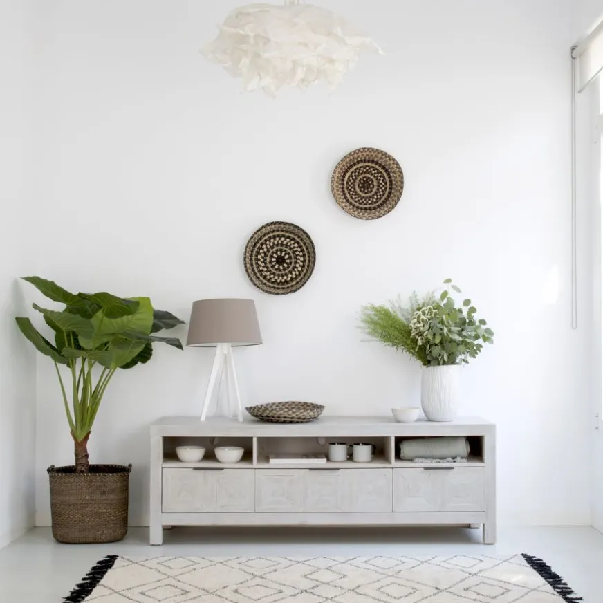 Banak Cuzco Meuble tv en bois massif blanc wild