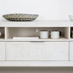 Banak Cuzco Meuble tv en bois massif blanc wild