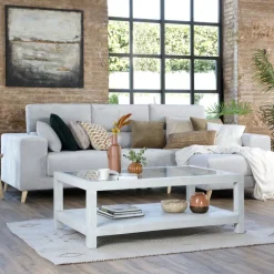 Banak Cuzco Table basse en bois massif et verre