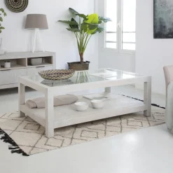 Banak Cuzco Table basse en bois massif et verre