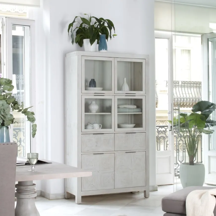 Banak Cuzco Vitrine en bois massif blanc wild