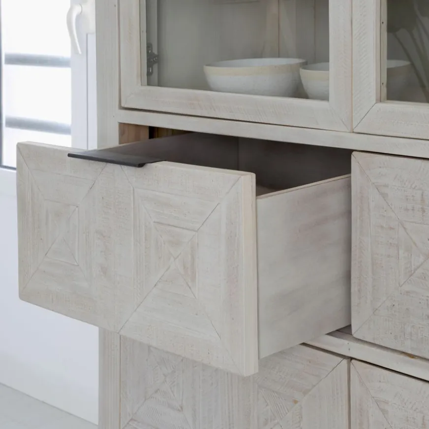 Banak Cuzco Vitrine en bois massif blanc wild