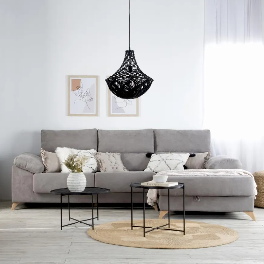 Banak Dandy Canapé d'angle droite 4 places gris avec rangement