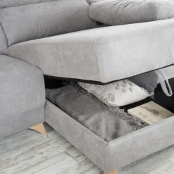 Banak Dandy Canapé d'angle droite 4 places gris avec rangement