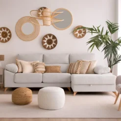 Banak Dandy Canapé d'angle droite 4 places beige avec rangement