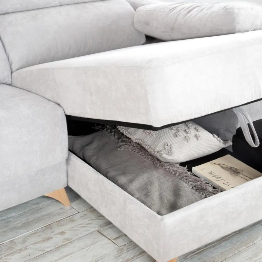 Banak Dandy Canapé d'angle droite 4 places beige avec rangement