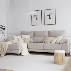 Banak Dandy Canapé d'angle gauche 4 places beige avec rangement