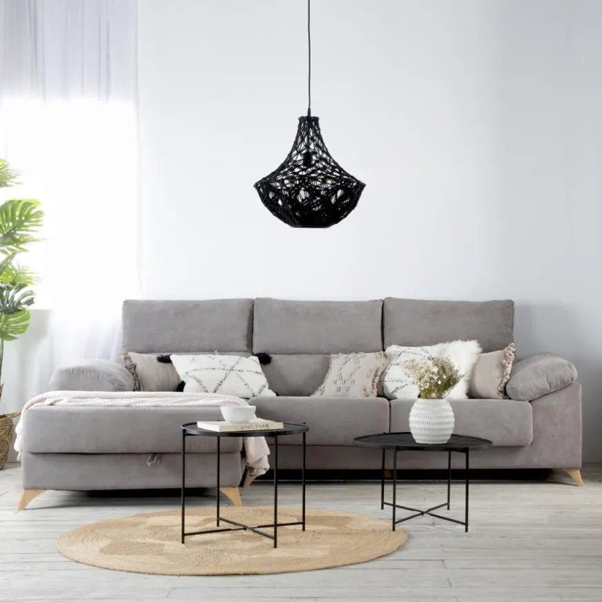 Banak Dandy Canapé d'angle gauche 4 places gris avec rangement