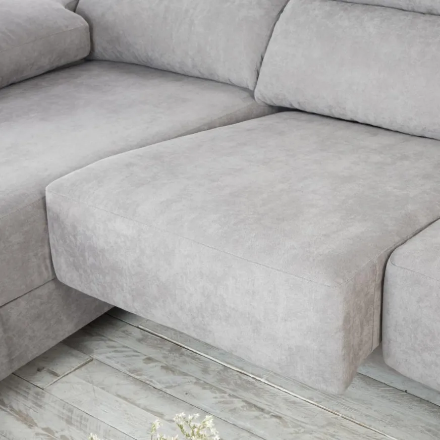 Banak Dandy Canapé d'angle gauche 4 places gris avec rangement