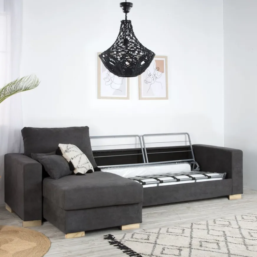 Banak Dastyn Canapé-lit d'angle gauche 4 places avec rangement