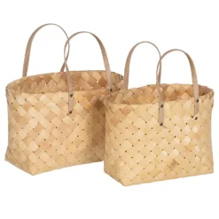 Banak Demas Ensembles de 2 paniers en bois de paulownia
