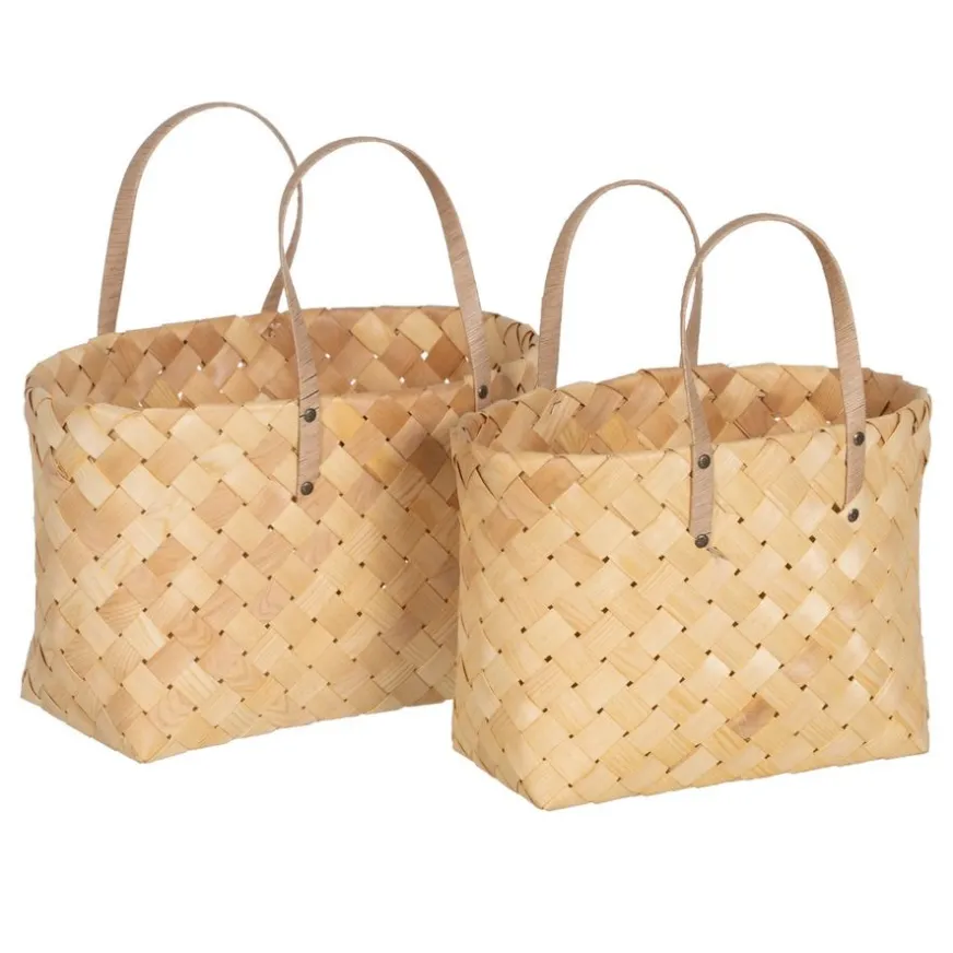 Banak Demas Ensembles de 2 paniers en bois de paulownia