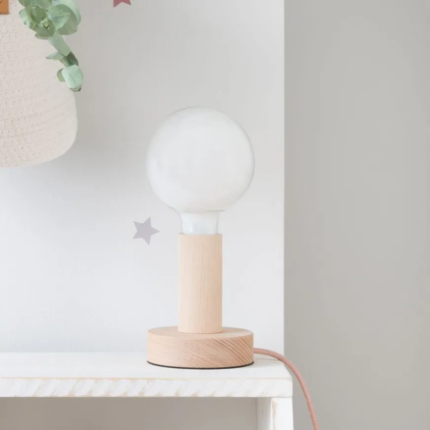 Enfant Banak Denis Lampe table naturel-câble rose