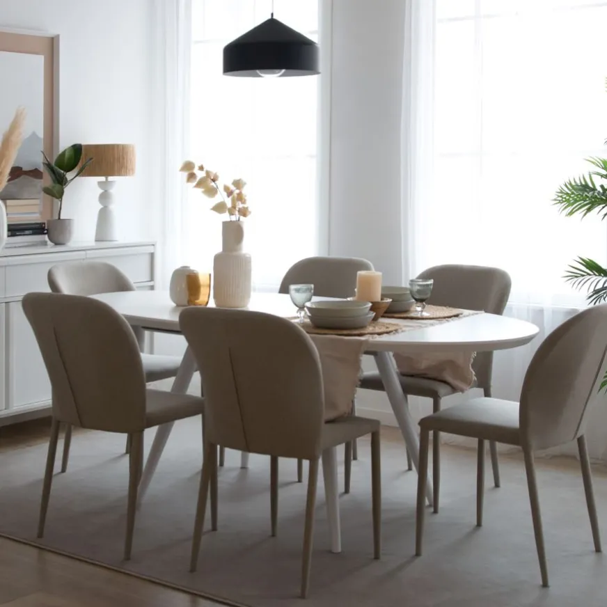 Banak Didier Table à manger extensible ovale 160/200 laqué en blanc