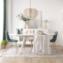 Banak Didier Table à manger extensible ovale 160/200 laqué en blanc