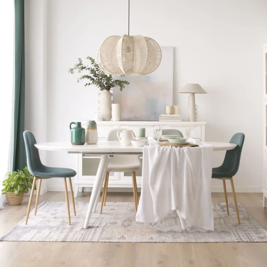 Banak Didier Table à manger extensible ovale 160/200 laqué en blanc