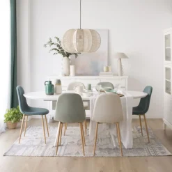 Banak Didier Table à manger extensible ovale 160/200 laqué en blanc