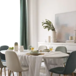 Banak Didier Table à manger extensible ovale 160/200 laqué en blanc