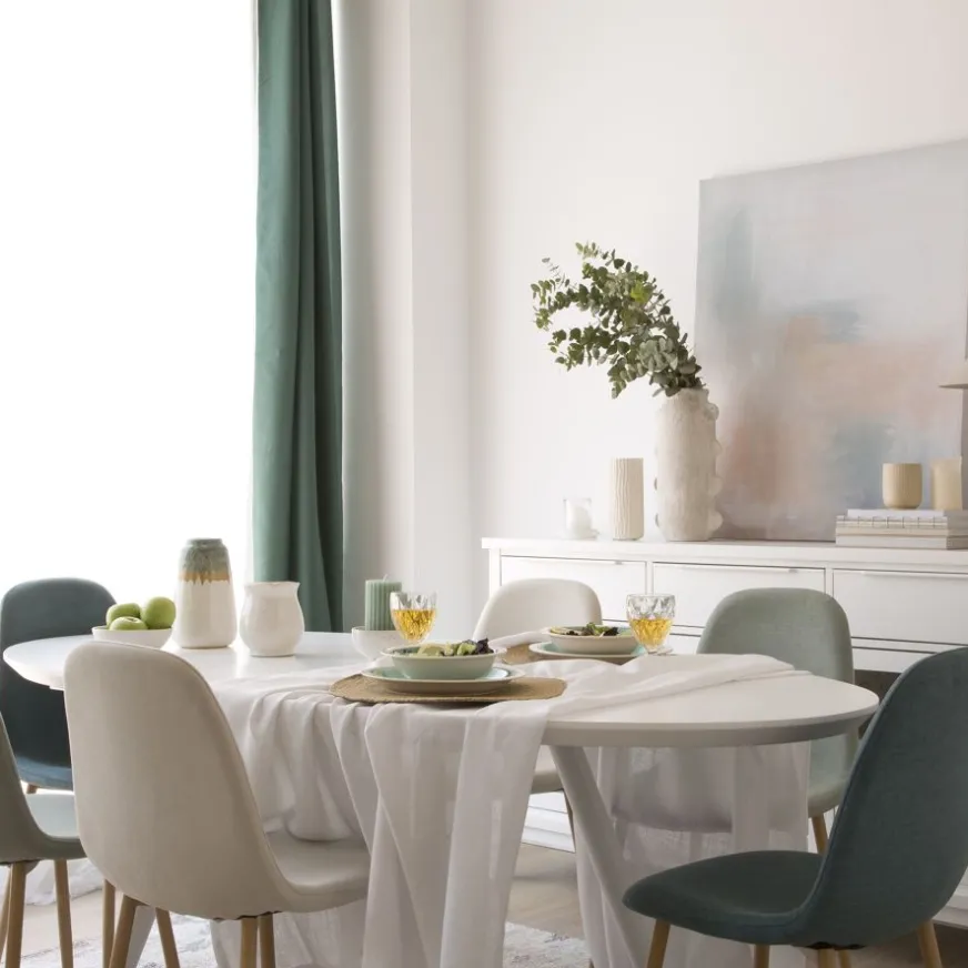 Banak Didier Table à manger extensible ovale 160/200 laqué en blanc