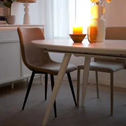 Banak Didier Table à manger extensible ovale 160/200 laqué en blanc