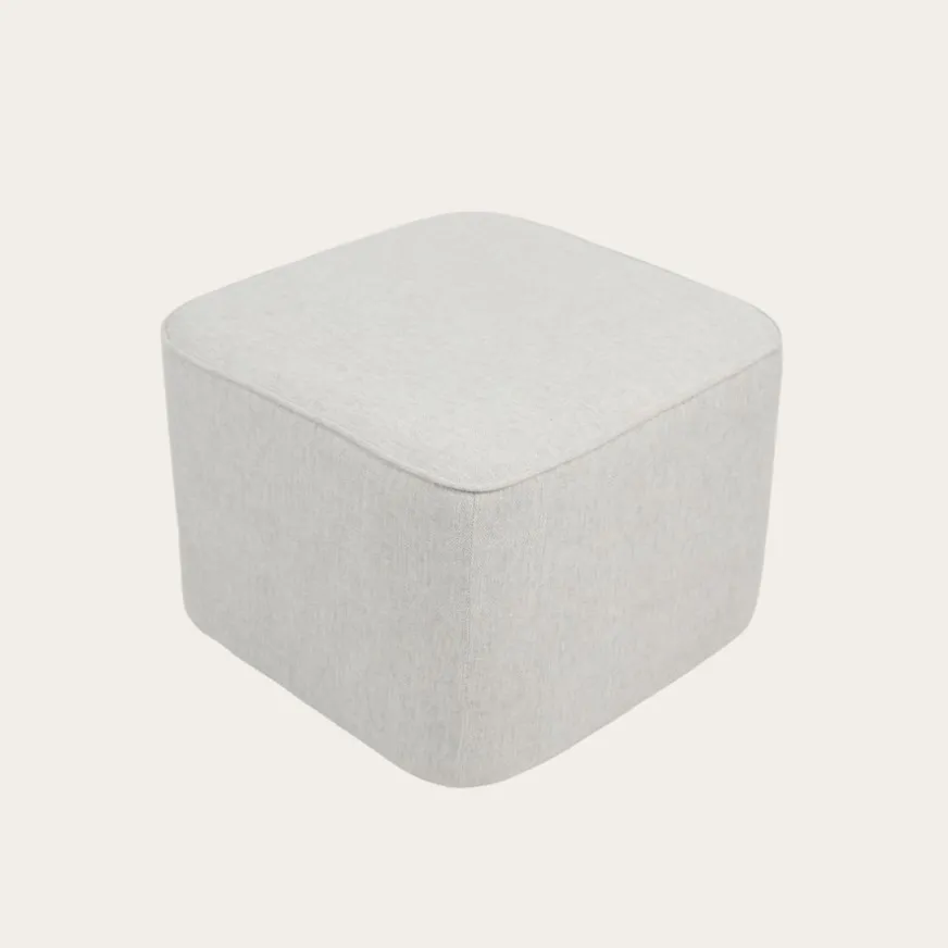 Banak Dominique Puf de salón cuadrado tapizado beige
