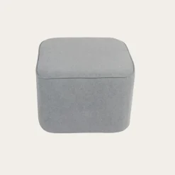 Banak Dominique Puf de salón cuadrado tapizado gris