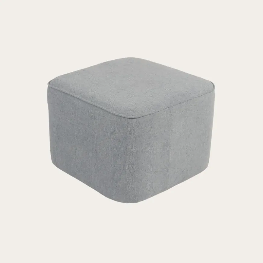 Banak Dominique Puf de salón cuadrado tapizado gris
