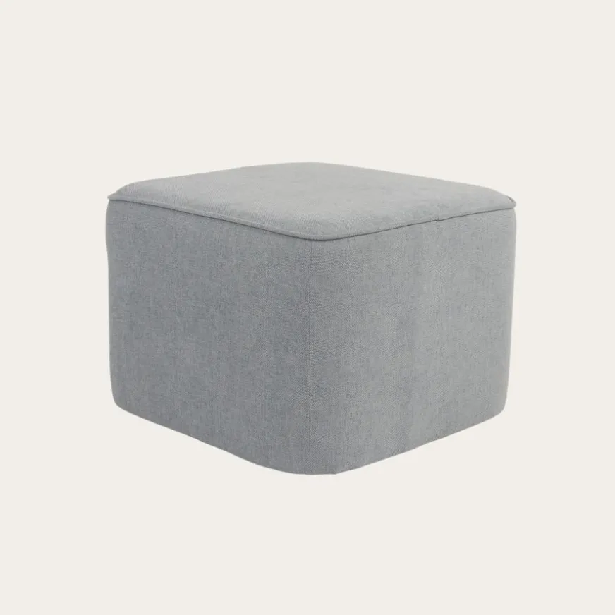 Banak Dominique Puf de salón cuadrado tapizado gris