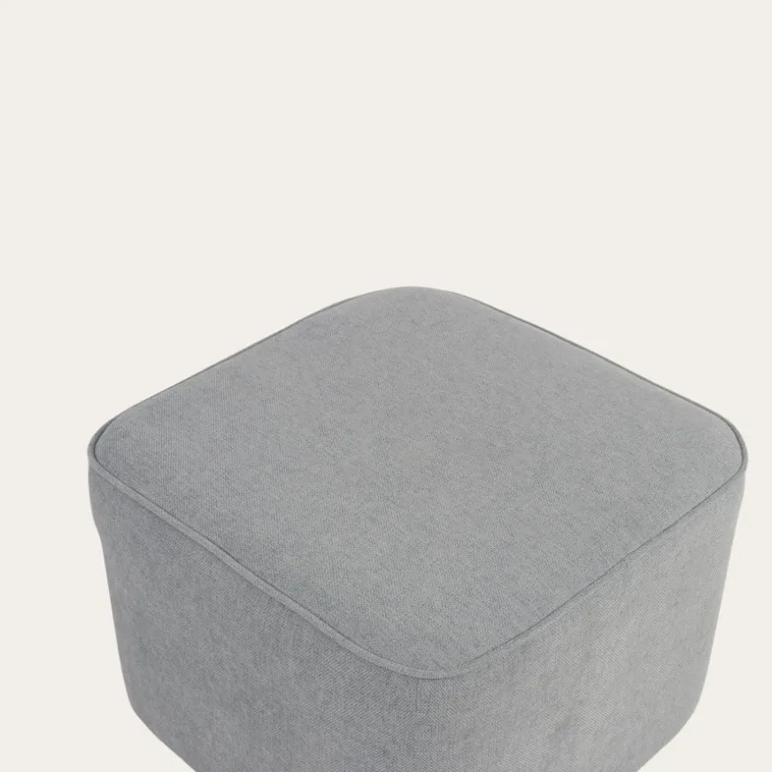 Banak Dominique Puf de salón cuadrado tapizado gris