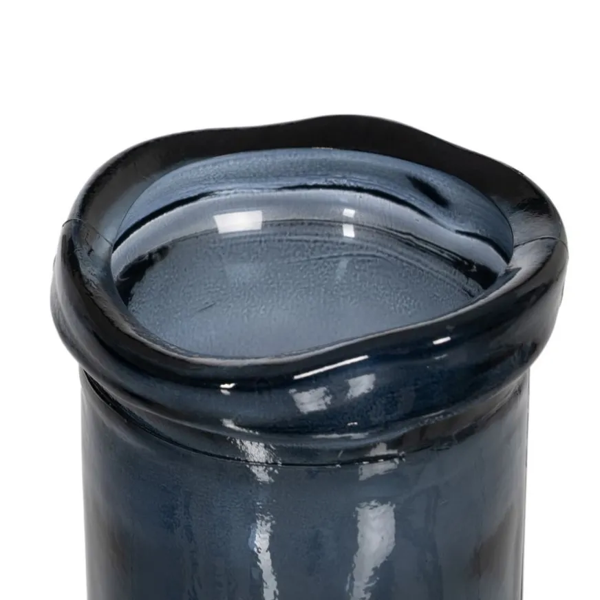 Banak Dulas Vase en verre recyclé bleu