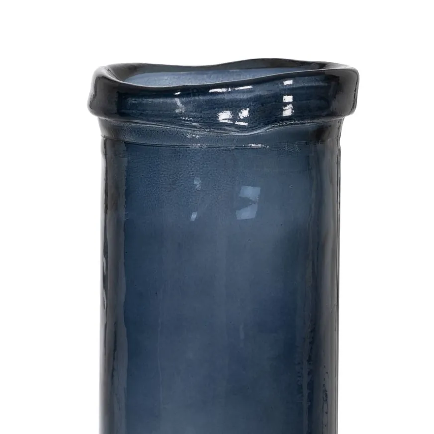 Banak Dulas Vase en verre recyclé bleu