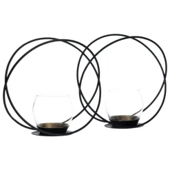 Banak Dupla Bougeoirs en métal noir / verre