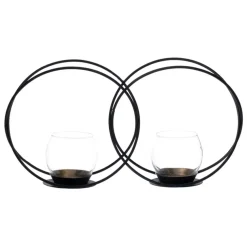 Banak Dupla Bougeoirs en métal noir / verre