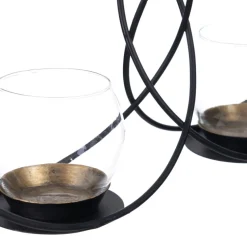 Banak Dupla Bougeoirs en métal noir / verre