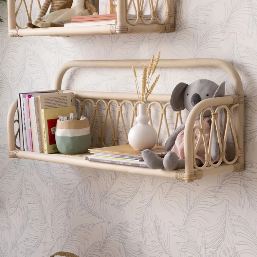 Enfant Banak Eban étagère murale rectangulaire 90x32 en rotin naturel