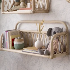 Enfant Banak Eban étagère murale rectangulaire 90x32 en rotin naturel